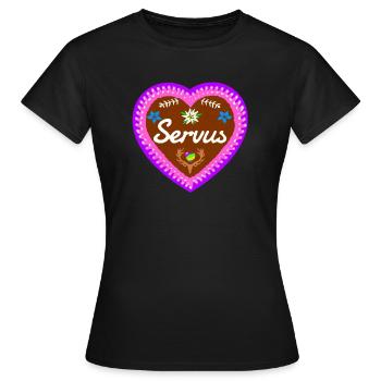 T-shirt Coeur en pain d’épices Heart Servus Edelweiss - T-shirt Femme - noir - Devant - AI Model Female 172 dark (172cm)