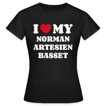 J’adore mon Norman Artesien Basset - T-shirt Femme - noir - Devant - AI Model Female 172 dark (172cm)