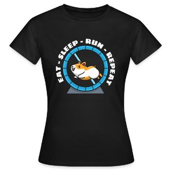 Hamster Eat Sleep Run Repeat - Frauen T-Shirt - Schwarz - Vorne - AI Model Female 172 dark (172cm)