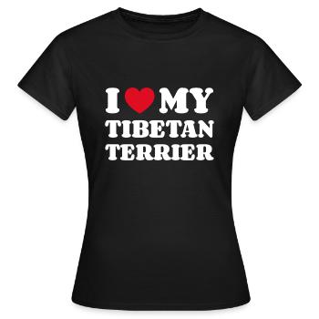 J’adore mon terrier tibétain Cadeau Terrier tibétain - T-shirt Femme - noir - Devant - AI Model Female 172 dark (172cm)