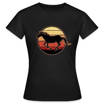 Cheval Rétro Galop - T-shirt Femme - noir - Devant - AI Model Female 172 dark (172cm)