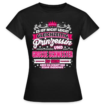 Prinzessin und große Schwester - Frauen T-Shirt - Schwarz - Vorne - AI Model Female 172 dark (172cm)
