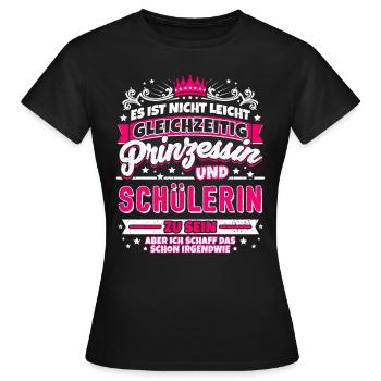 Prinzessin und Schülerin - Frauen T-Shirt - Schwarz - Vorne - AI Model Female 172 dark (172cm)