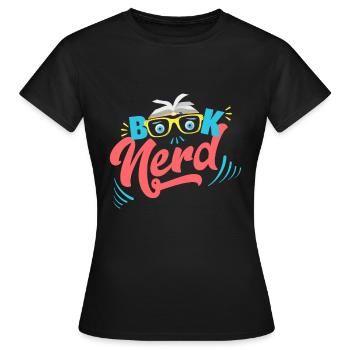 Book Nerd - addicted to books - Women's T-Shirt - black - Front - AI Model Female 172 dark (172cm)