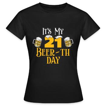 21 21st Birthday Gift Beer Beer Gift Idea - Women's T-Shirt - black - Front - AI Model Female 172 dark (172cm)
