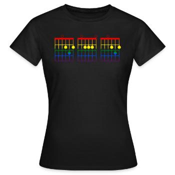 Gitarrenakkord Dad Lgbt - Frauen T-Shirt - Schwarz - Vorne - AI Model Female 172 dark (172cm)