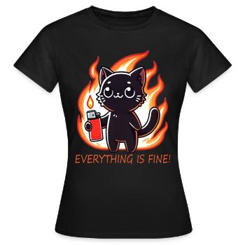 Schwarze Katze in Flammen - Frauen T-Shirt - Schwarz - Vorne - AI Model Female 172 dark (172cm)
