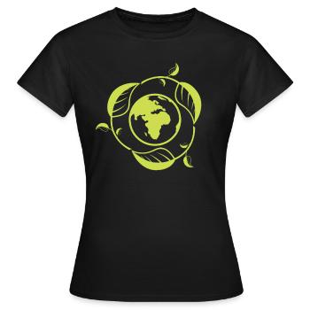 Recycling Planet Baumblätter Nachhaltig I Geschenk - Frauen T-Shirt - Schwarz - Vorne - AI Model Female 172 dark (172cm)