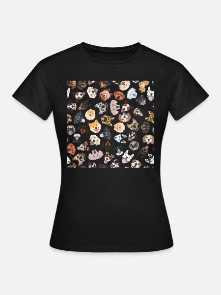Fröhliche Illustration mit Hunden - Frauen T-Shirt - Schwarz