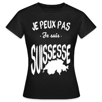 Je peux pas je suis Suissesse - T-shirt Femme - noir - Devant - AI Model Female 172 dark (172cm)
