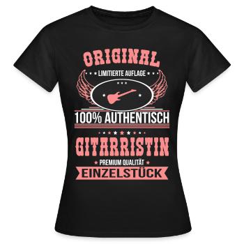 Gitarristin - Original 100% Authentisch - Frauen T-Shirt - Schwarz - Vorne - AI Model Female 172 dark (172cm)