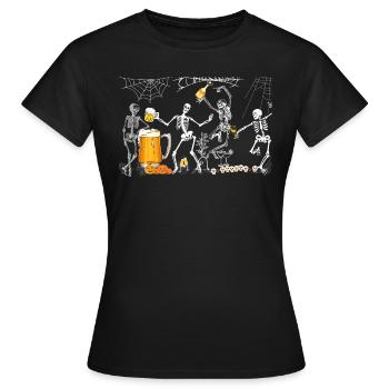 Dancing Skeletons Halloween Party Beer and Wine - Women's T-Shirt - black - Front - AI Model Female 172 dark (172cm)