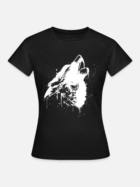 Howling Wolf - Frauen T-Shirt - Schwarz