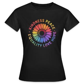 Sonnenblume Gay Pride Month Regenbogen LGBT LGBTQ+ - Frauen T-Shirt - Schwarz - Vorne - AI Model Female 172 dark (172cm)