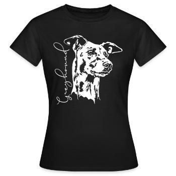 GREYHOUND Portrait Greyhound Greyhounds Wilsigns - T-shirt Femme - noir - Devant - AI Model Female 172 dark (172cm)