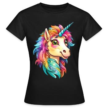Hübsches Einhorn - Frauen T-Shirt - Schwarz - Vorne - AI Model Female 172 dark (172cm)