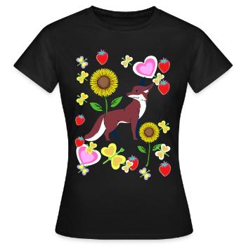 Années 80 Années 90 Renard Renards Rétro Enfants Été - T-shirt Femme - noir - Devant - AI Model Female 172 dark (172cm)