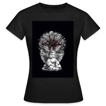 Croix Angélique Croix Crucifix Spirituel - T-shirt Femme - noir - Devant - AI Model Female 172 dark (172cm)