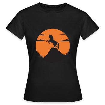 Cavalier équestre montagne équestre - T-shirt Femme - noir - Devant - AI Model Female 172 dark (172cm)