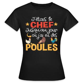 Poule poules poulailler volaille chef. Cadeau - T-shirt Femme - noir - Devant - AI Model Female 172 dark (172cm)