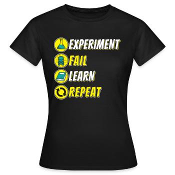 Nerdy Chemie Experiment Fail Learn Repeat Science - T-shirt Femme - noir - Devant - AI Model Female 172 dark (172cm)