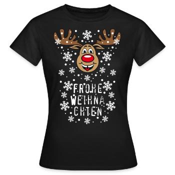 54 Hirsch Rudolph Frohe Weihnachten süß - Frauen T-Shirt - Schwarz - Vorne - AI Model Female 172 dark (172cm)