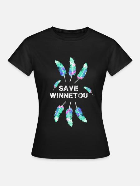save winnetou,winnetou,federn,illustration - Frauen T-Shirt - Schwarz