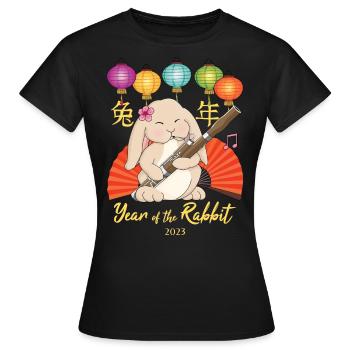Fagotthase für das chinesische Neujahr 2023 - Frauen T-Shirt - Schwarz - Vorne - AI Model Female 172 dark (172cm)