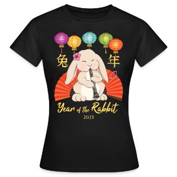 Clarinette Lapin du Nouvel An chinois 2023 - T-shirt Femme - noir - Devant - AI Model Female 172 dark (172cm)