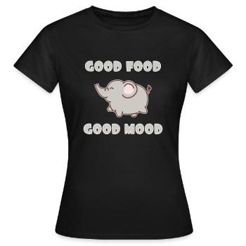 Gros éléphant mangeant de gros cadeau de bande dessinée - T-shirt Femme - noir - Devant - AI Model Female 172 dark (172cm)