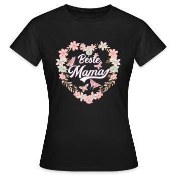 Beste Mama Blumenkranz Muttertagsgeschenk - Frauen T-Shirt - Schwarz - Vorne - AI Model Female 172 dark (172cm)