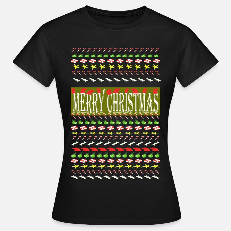 Festive Christmas Pattern with Santa Hats - Women's T-Shirt - black
