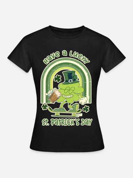 ST. Patricks Day Skater Kleeblatt - Frauen T-Shirt - Schwarz