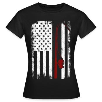 Patriotischer Fischer - Frauen T-Shirt - Schwarz - Vorne - AI Model Female 172 dark (172cm)