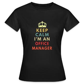 keep calm office manager - Women's T-Shirt - black - Front - AI Model Female 172 dark (172cm)
