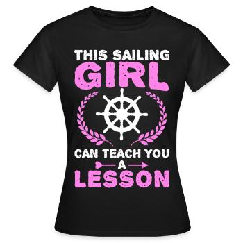 This sailor will teach you a lesson - Women's T-Shirt - black - Front - AI Model Female 172 dark (172cm)