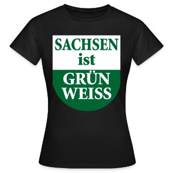 La Saxe est un drapeau vert blanc de l’État - T-shirt Femme - noir - Devant - AI Model Female 172 dark (172cm)