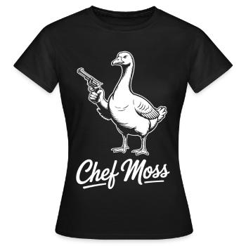 Cheffmoss Gans mit Pistole für starke Frauen - Frauen T-Shirt - Schwarz - Vorne - AI Model Female 172 dark (172cm)