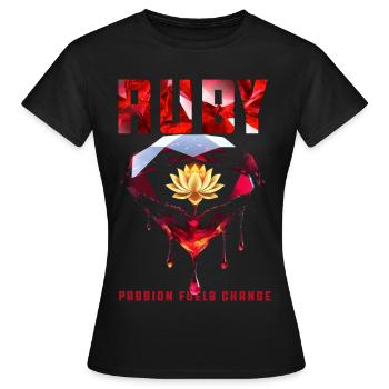 Geburtsstein Juli Rubin - Frauen T-Shirt - Schwarz - Vorne - AI Model Female 172 dark (172cm)