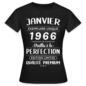 60th Anniversary - January 1966 Perfection - Women's T-Shirt - black - Front - AI Model Female 172 dark (172cm)