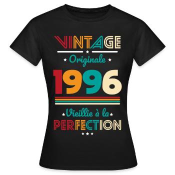 1996 – Vintage – Perfekt gereift - Frauen T-Shirt - Schwarz - Vorne - AI Model Female 172 dark (172cm)