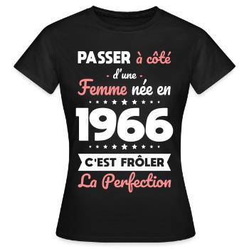 Born in 1966 – Coming close to perfection - Women's T-Shirt - black - Front - AI Model Female 172 dark (172cm)