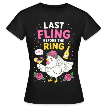 Dernière aventure avant la Ring, poule poule - T-shirt Femme - noir - Devant - AI Model Female 172 dark (172cm)
