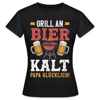 Grillmeister Geschenk Fleisch Wurst & Bier - Frauen T-Shirt - Schwarz - Vorne - AI Model Female 172 dark (172cm)