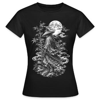 Ronin samouraïs japonais avec Chapeau de paille et katana - T-shirt Femme - noir - Devant - AI Model Female 172 dark (172cm)