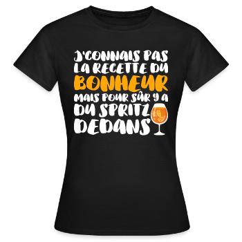Recette Du Bonheur Spritz - T-shirt Femme - noir - Devant - AI Model Female 172 dark (172cm)