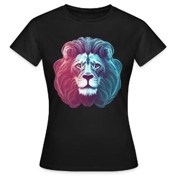 Tête de lion de lion au néon coloré futuriste - T-shirt Femme - noir - Devant - AI Model Female 172 dark (172cm)