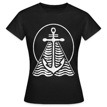 Das Gezeiten Zeichen - Anker des Meeres & Küsten - Frauen T-Shirt - Schwarz - Vorne - AI Model Female 172 dark (172cm)