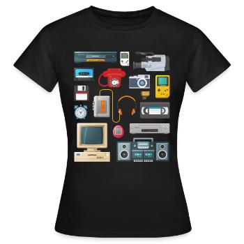 Retro 90er Jahre Geräte - Frauen T-Shirt - Schwarz - Vorne - AI Model Female 172 dark (172cm)