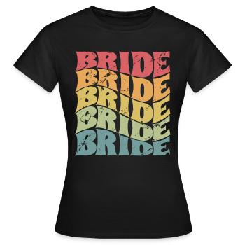 Retro Bride Matching Mariage Couple Fiançailles - T-shirt Femme - noir - Devant - AI Model Female 172 dark (172cm)